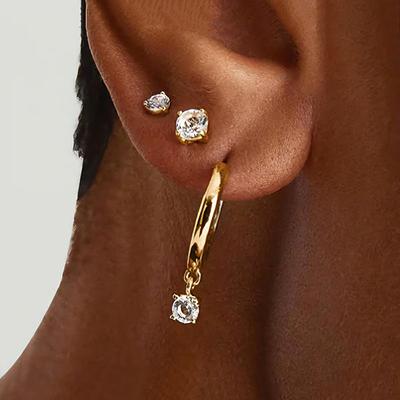 6 Stück Luxus Ohrring Set für Damen Mode Geometrischer Anhänger Huggie Punk Unisex Rock Ohrring Piercing Schmuck