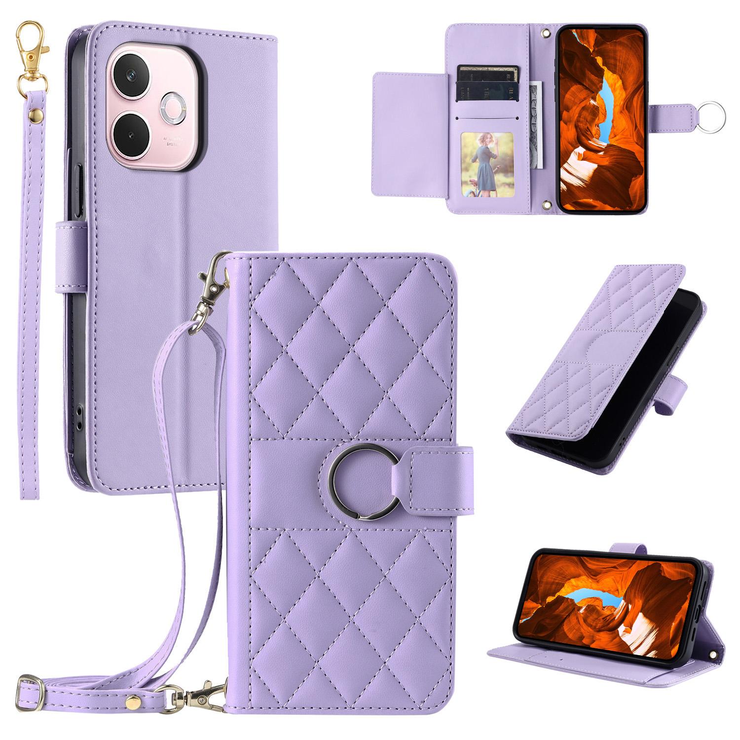 

Crossbody Leather Case for Oppo A5 Pro 5G (Global)/A5 Pro 4G (Global)/A5 Energy 5G (China) Ring Buckle Wallet Stand Rhombus Mobile Cover