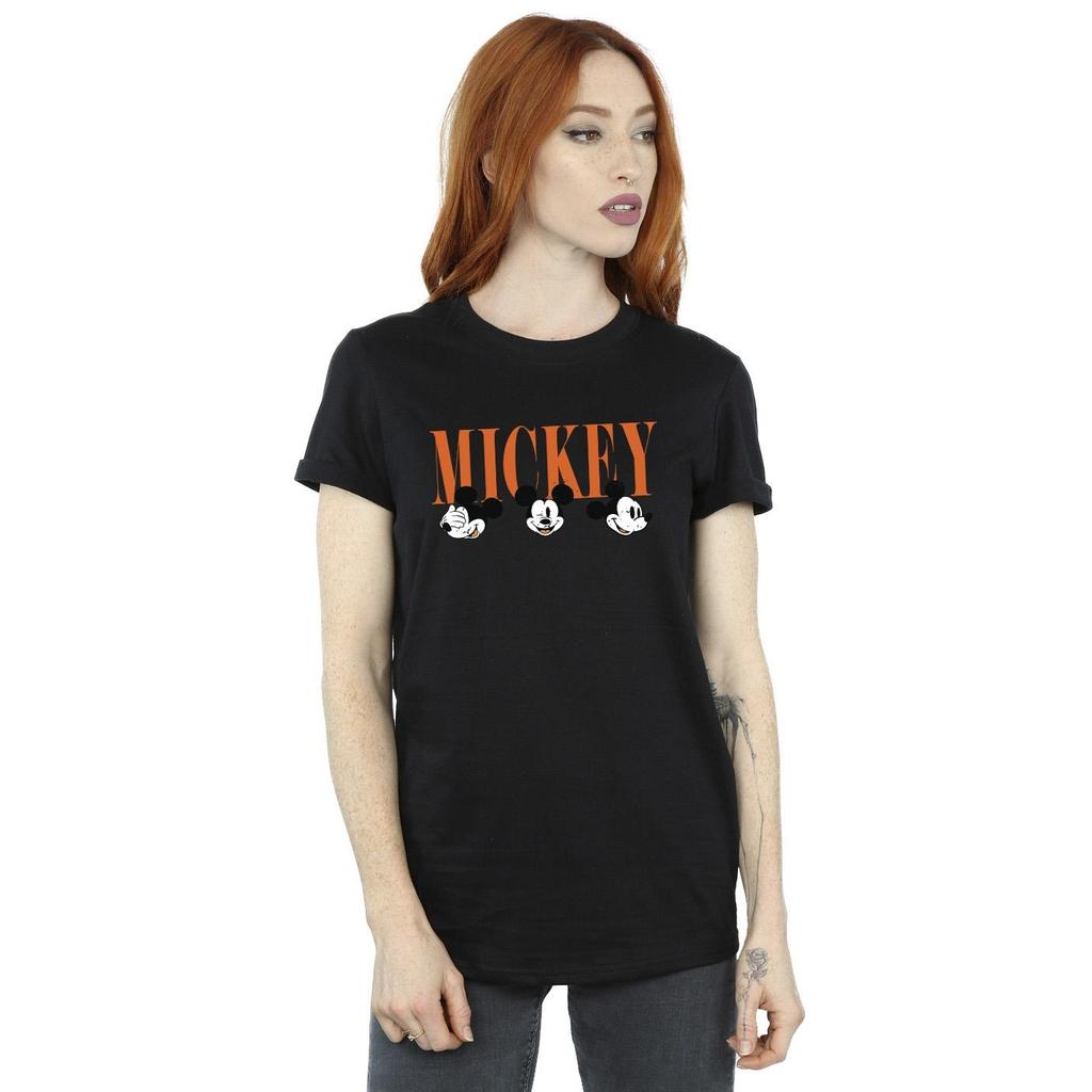 Disney Mickey Mouse Faces Cotton Boyfriend T-skjorte for kvinner/damer