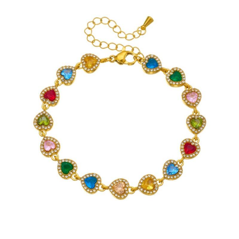 Gold Multicolor Zircon Bracelet For Women Dainty Jewelry
