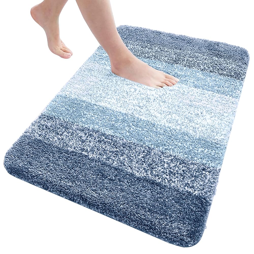 Lebel IAU AYO Quick-Dry Absorbent Microfiber Bath Mat Soft Touch Non-Slip Navy 40x60cm
