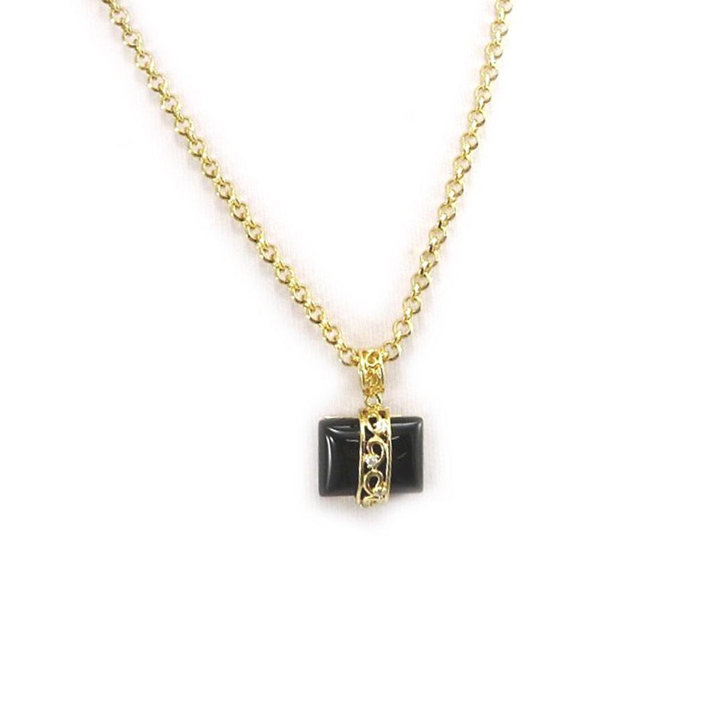 Les Trésors De Lily [E6110] - Black Gold 'Hypnôse' Designer Necklace