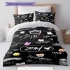 Literie à motif SKZ, Ensemble couette Housse de couette Taie d'oreiller Cadeau d'anniversaire pour la maison (1 housse de couette + 2 taies d'oreiller, sans garniture.)