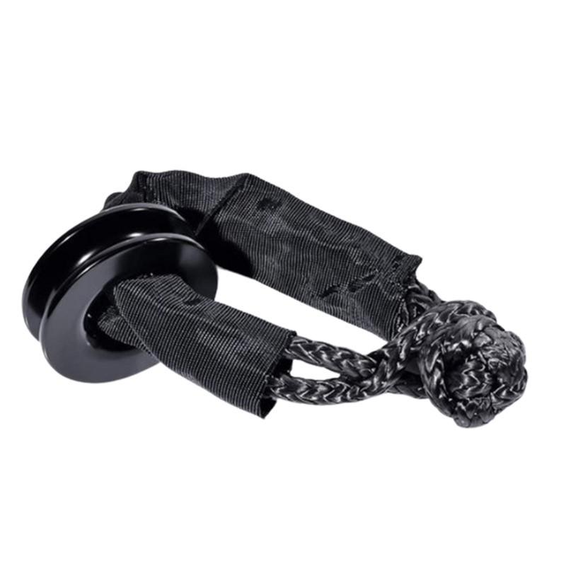 Shatter Resistant Synthetic Soft Tow Rope Flexible Shackle Protective Sleeve Recovery Ring Trailer Strap Pull 17t Jeep Truck SUV