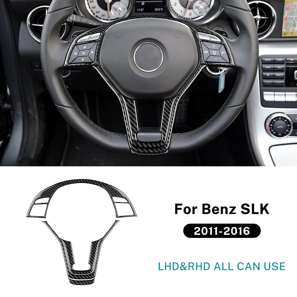 Real Soft Carbon Fiber Trim Sticker For Mercedes Benz SLK R172 2011 2012 2013 2014 2015 2016 Car Steering Wheel Button Panel