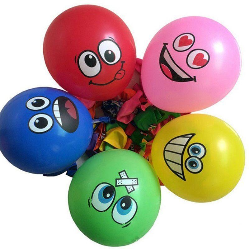 20pcslot Printed Cute Big Eyes Smiley Latex Balloons Happy Birthday Party