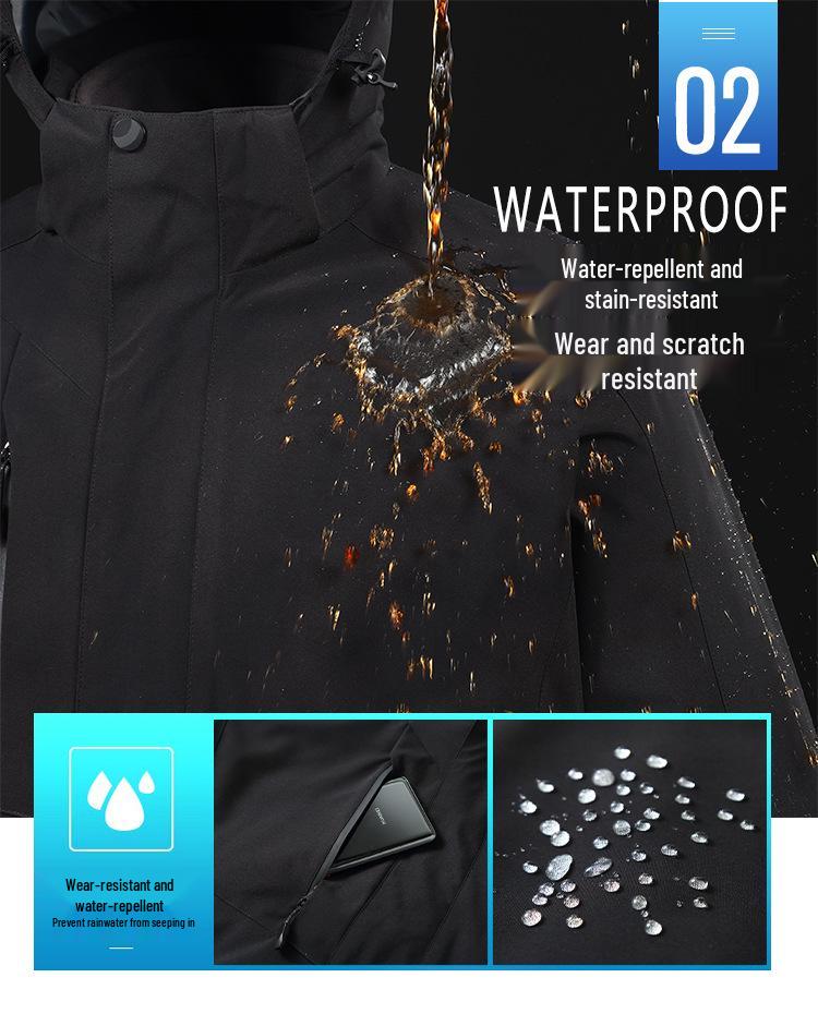 Custom Logo 3-in-1 Windbreaker with Fleece Down, Warm Jacket for Autumn/Winter, Embroidered Workwear.