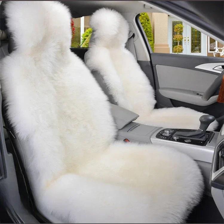 

Теплые плюшевые чехлы на сиденья автомобиля Универсальные Длинный шерстяной мех Защитная подушка-мат на переднее сиденье автомобиля Для автомобильных аксессуаров Защита сиденья автомобиля 1pc Pure white