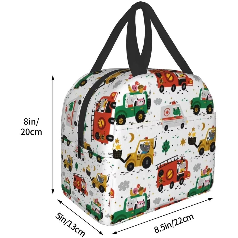 Niedliches Waldtier in verschiedenen lustigen Zeichentrickfahrzeugen Brotdose Bento-Box Isolierte Lunchboxen Wasserdichte Lunchtasche Picknick