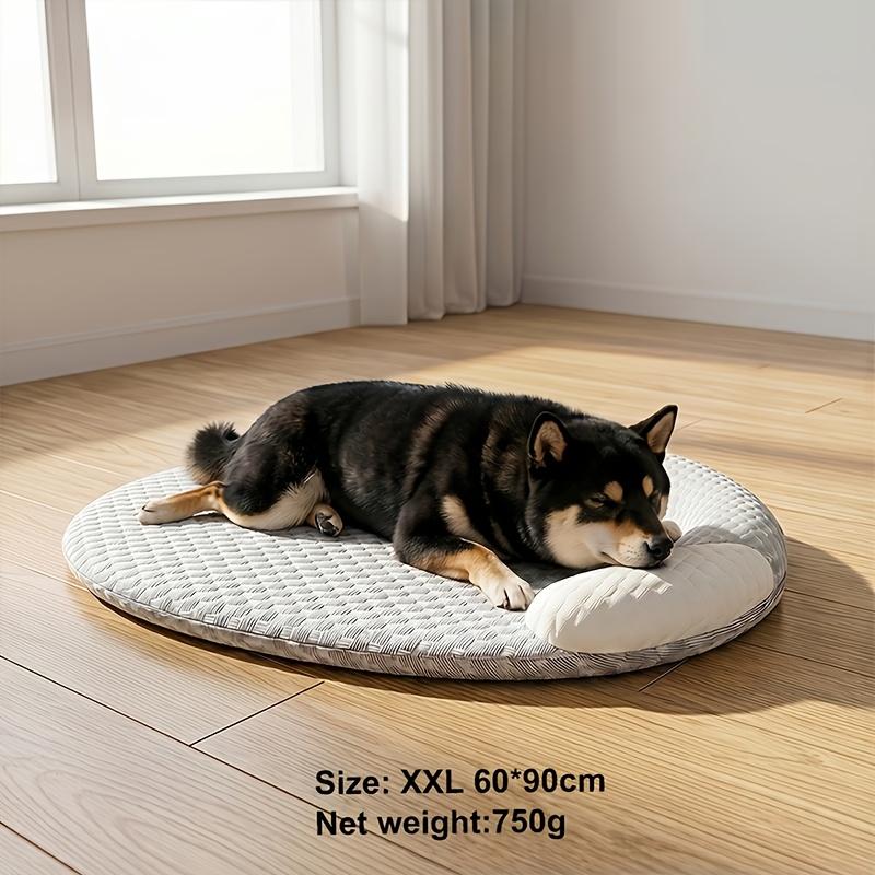 Summer Cooling Dog Bed with Raised Neck Pillow, Breathable Pet Cooling Cat Mat, Non-Slip Washable Round Bed for Indoor Cats & Small Dogs