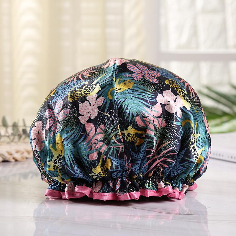 Double-Layer Waterproof Adult Bath & Hair Cap - Makeup, Kitchen, Anti-Oil, Thickened; Customizable Logo