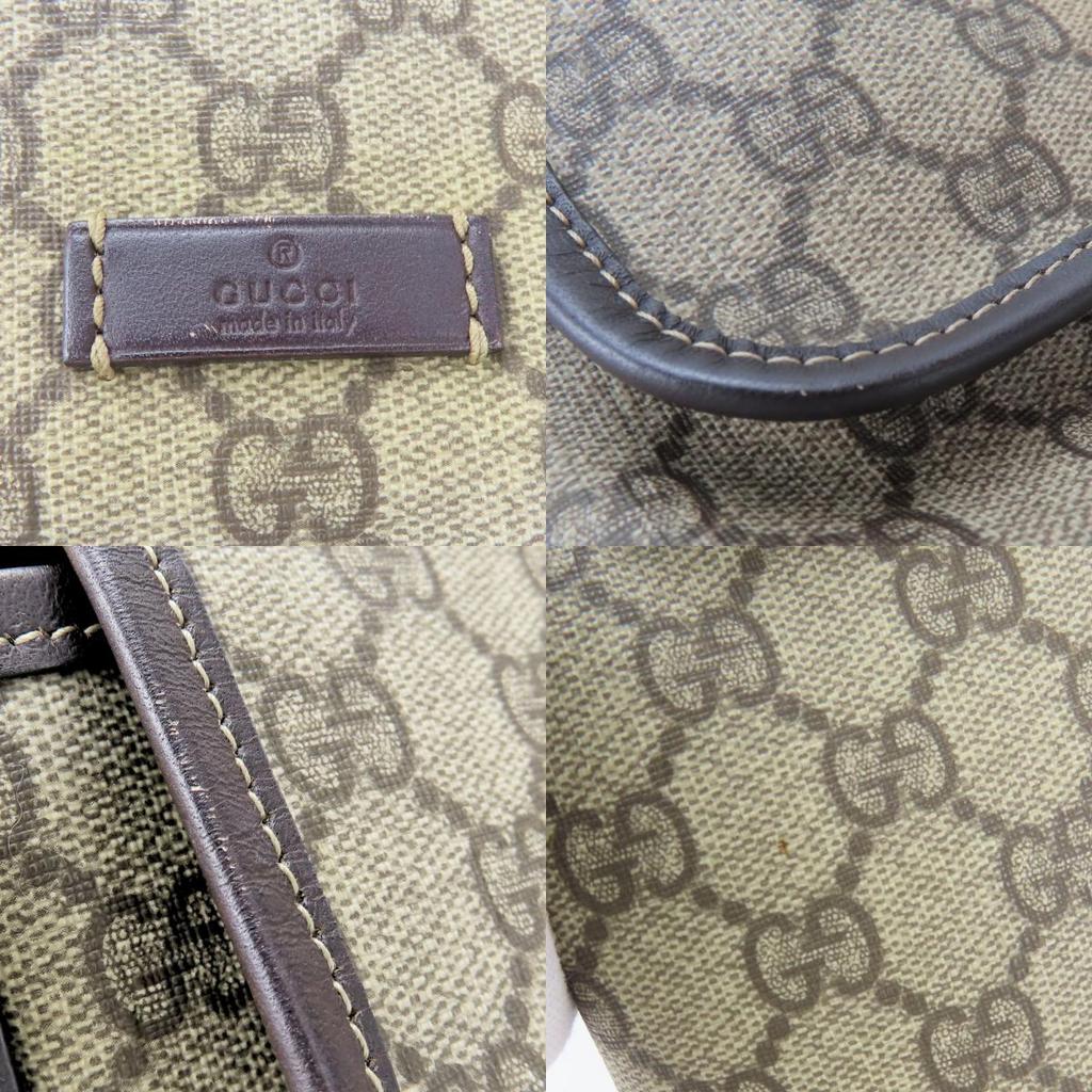 Used GUCCI Shoulder Bag 223666 GG Supreme Canvas/leather beige Dark brown
