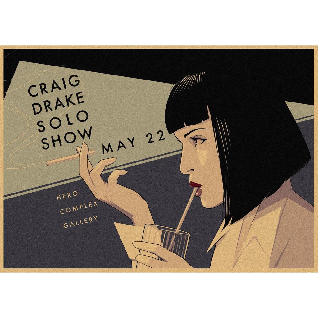 Pulp Fiction Retro Kraft Paper Poster - Classic Bar Wall Decoration