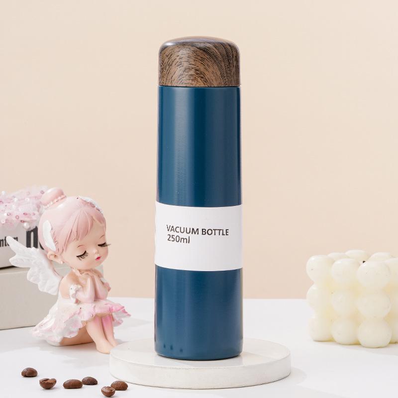 304 Stainless Steel Portable Thermos - Mini Wood Grain Water Cup for Students and Couples