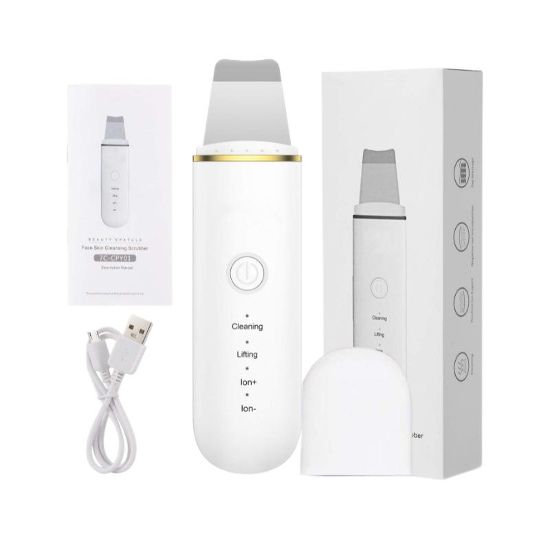 Ultrasonic Skin Scrubber & Microcurrent Color Light Therapy Device for Blackhead Removal & Dead Skin Cleansing