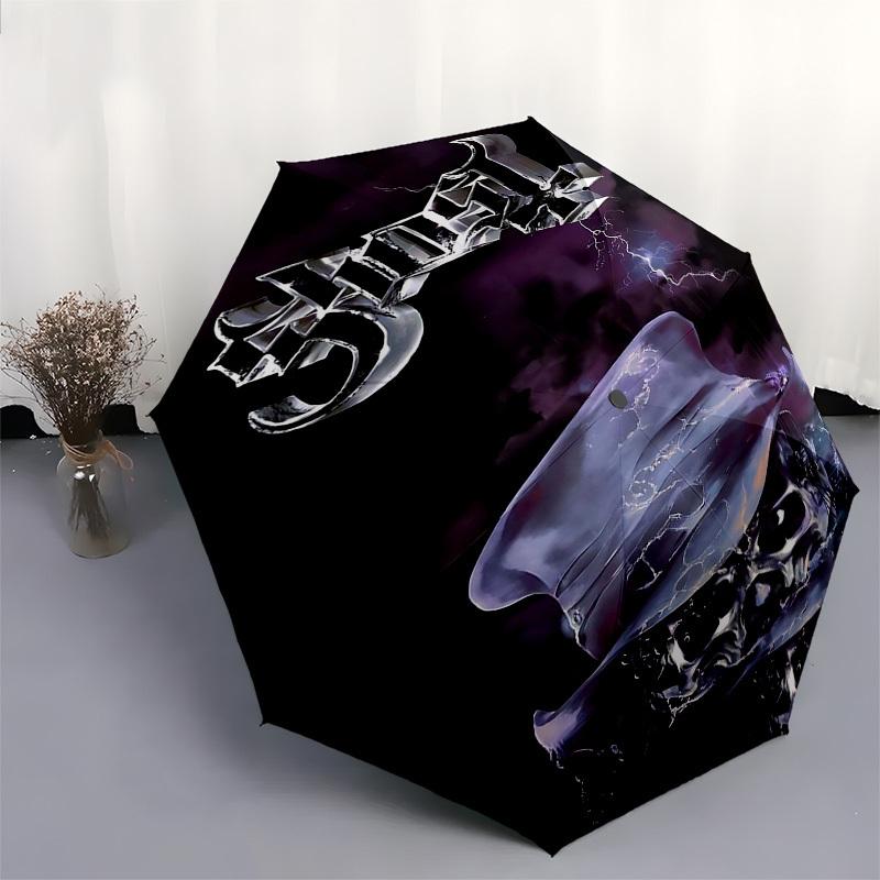 1pc Skull Lightning Automatic Open, Windproof, Compact Travel Umbrella, Gift for Birthday, Christmas, Business 93009