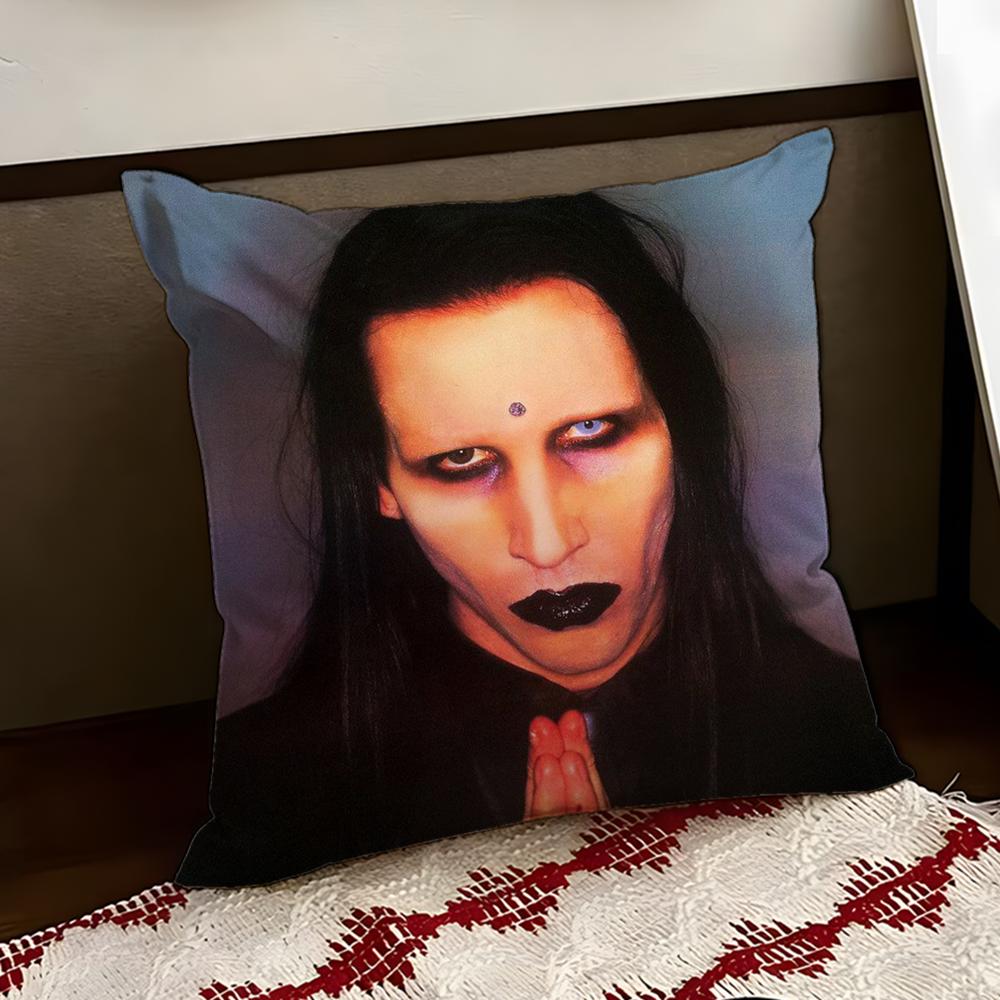 MMarilyn MManson Cushion Cover Reversible Soft Durable Pillow Cover Home  Car MultiScene Use for Daily Comfort