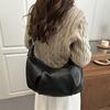 Vintage Pleated Design Women PU Shoulder Hobos Bags Solid Color Versatile Ladies Crossbody Bag Large Capacity Female Casual Tote
