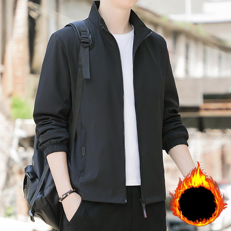 

Men s Jacket Autumn Winter Plus Velvet Fashion Casual Solid Color Baseball Collar Simple Stand Collar Jacket Jacket Men s Coat 4XL