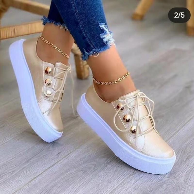 Womens Chunky Platform Loafers With Lace-Up Front Wide Size Range 36-43 Casual Shoes