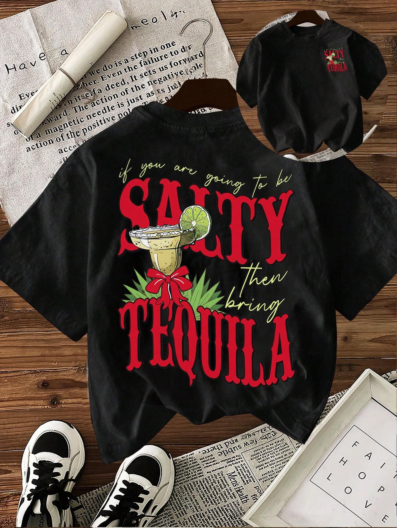 

Salty Tequila Printing T-Shirt Women Cotton Summer Tops Comfortable Soft O-Neck Oversized Short Sleeve Casual Womans Clothes 4XL