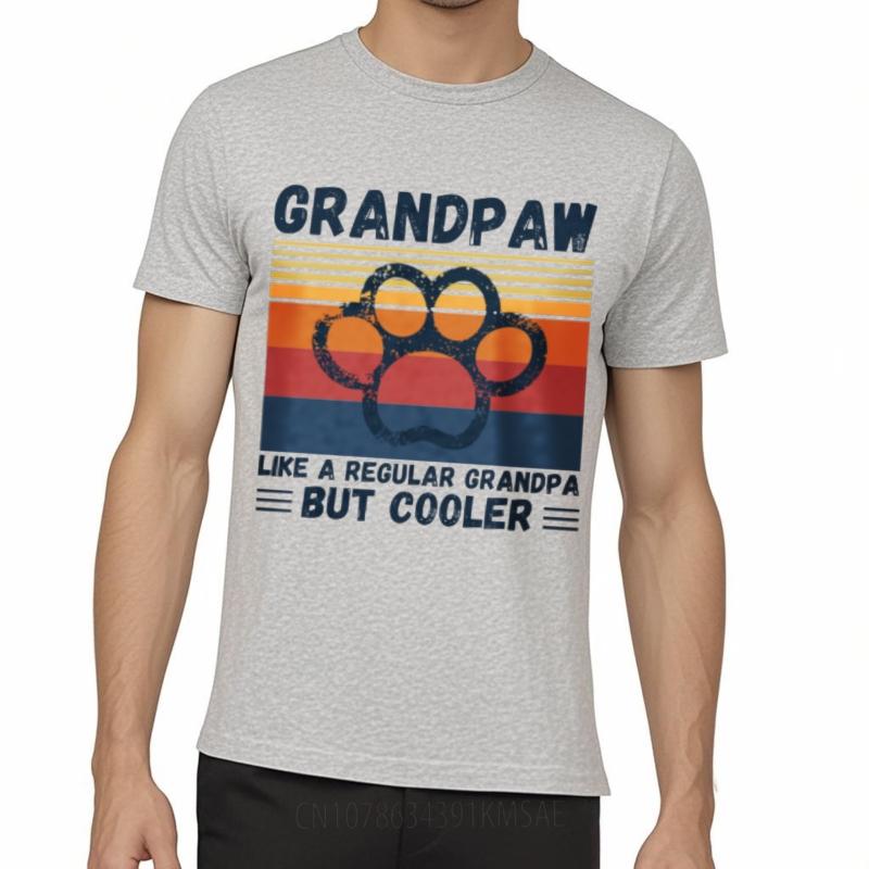 Soft For Unisex Summer Tshirt Oversized Grandpaw Paw Print Retro Design Cool Grandpa Style Trendy Unisex Tops Workout Tshirt
