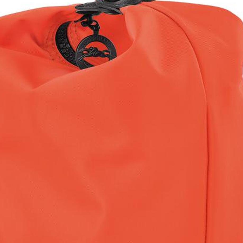 Longchamp Le Pliage 16 Lightweight Casual Snap Zipper Closure Trim Canvas And Leather Bucket Bag Tote Clutch Women bags Orange 10179HBI017