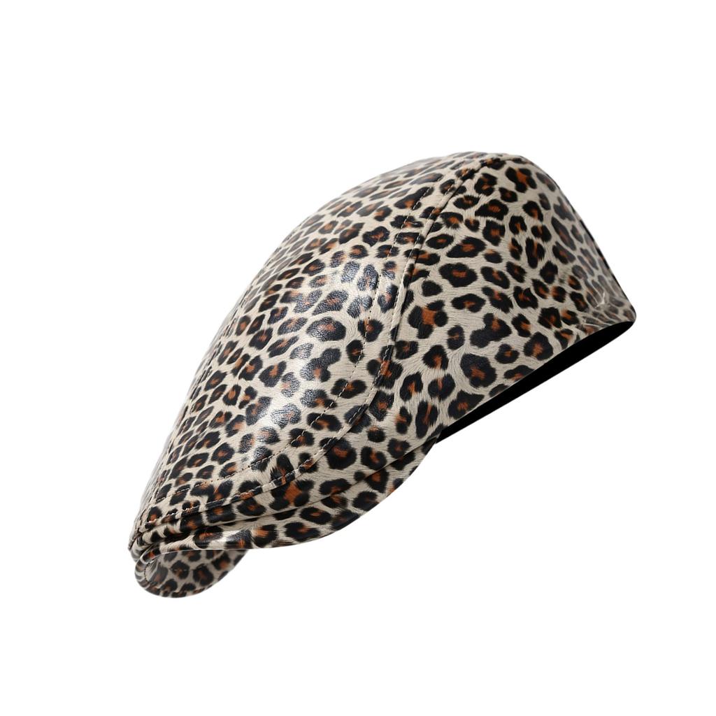 Unisex Beret Leopard Print Painter Hat British Cabbie Hat for Autumn Winter Flat Hat for Daily Wear Cabbie Hat
