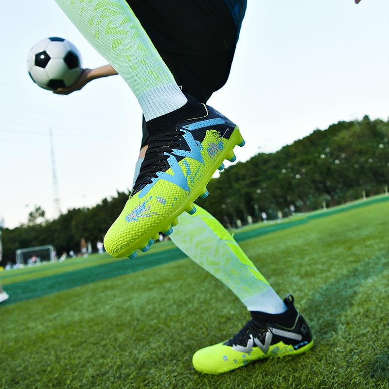 35-45 Men's High-top Large Size Football Shoes Long Nail Anti-slip Resistance TPR Artificial Captain Outdoor Youth Children Football Shoes