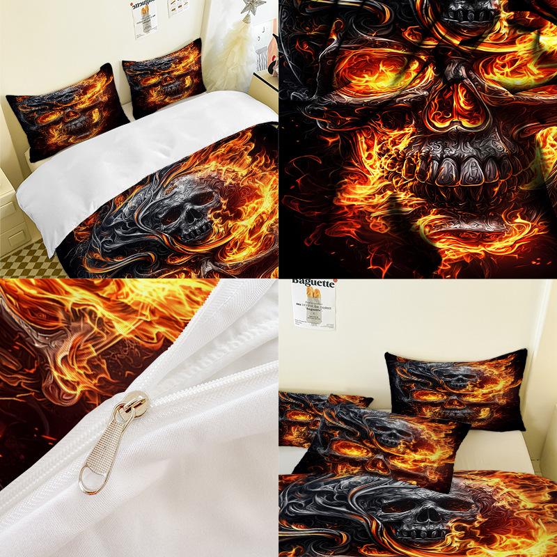 Skull Series 3D Digital Printing Three-Piece Bedding Kit Bed Sheet Quilt Cover