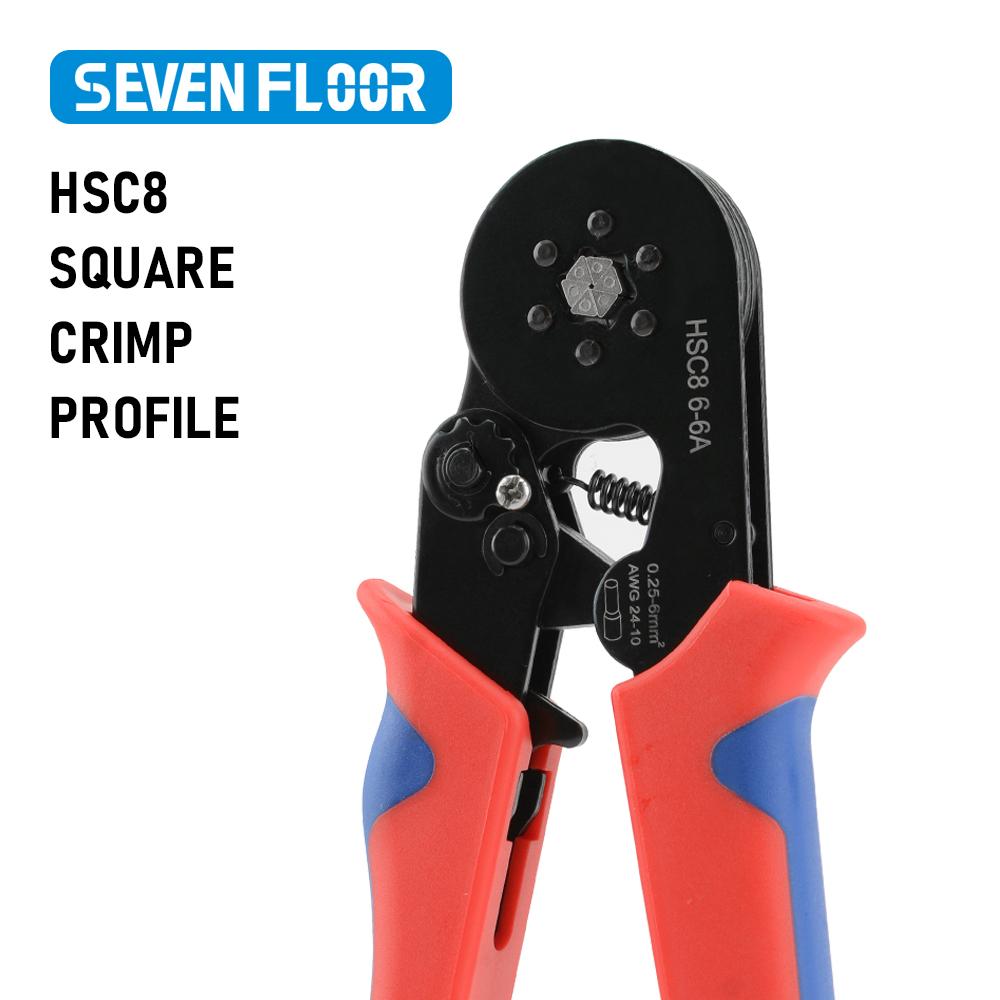 HSC8 6-4A Self-Adjustable Carbon Steel Household Electric Crimping Pliers for Wire Connectors 0.25-6mm² 24-10AWG