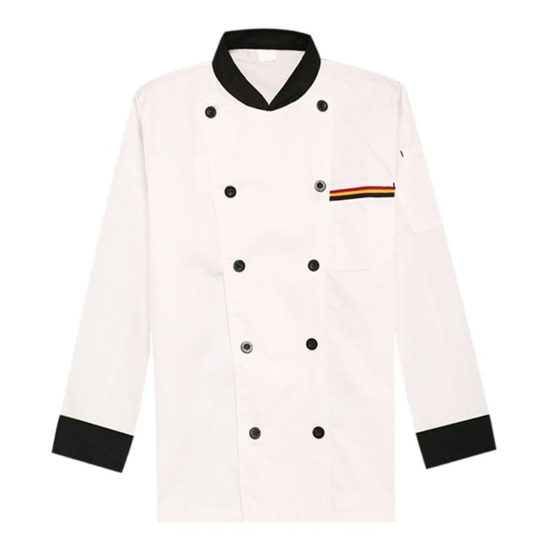 Double Breasted Chefs Coat Lightweight Chefs Jacket Color Stitching Chefs Uniform Hotel Restaurant Shirt Work Clothes XL белый