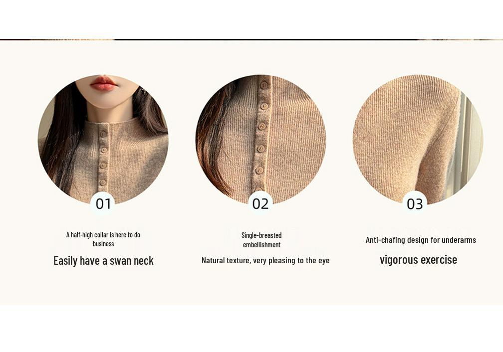 Women's Autumn/Winter High-End Three-Dimensional Crochet Slimming Half-High Collar Sweater