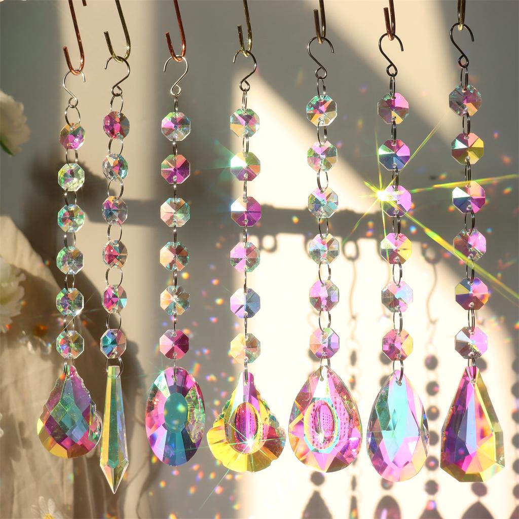 8x Drop Sun Catcher Crystal Light Witchy Suncatcher Prism Rainbow Window Hanging