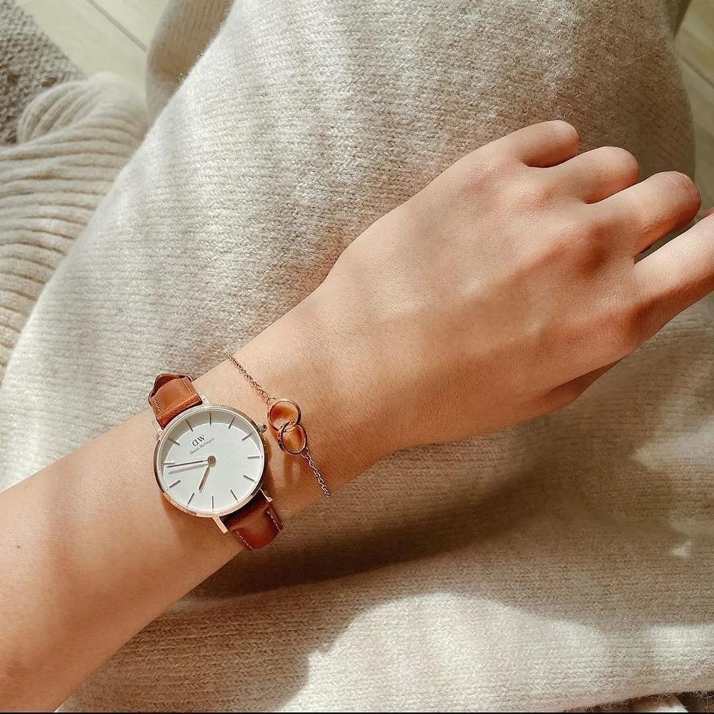 Danielwellingteon Petite St Mawes 2-Color Brown Women'S Leather Watch