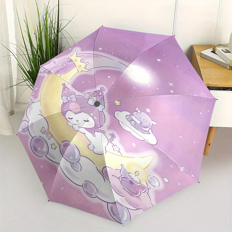 

Kuromi,Moonlight Automatic Folding Umbrella-Simple 8-Rib Design, Bright Cartoon Pattern, Durable Iron Frame, Suitable For Travel, Outdoor, B