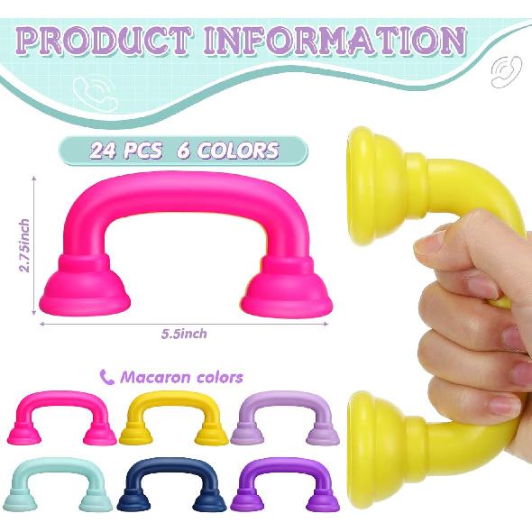 Shappy Bulk Whisper Reading Phones 24 Pcs Whisper Auditory Feedback Phone Classroom Manipulative Hear Myself Sound Speech Therapy Tool for Kids