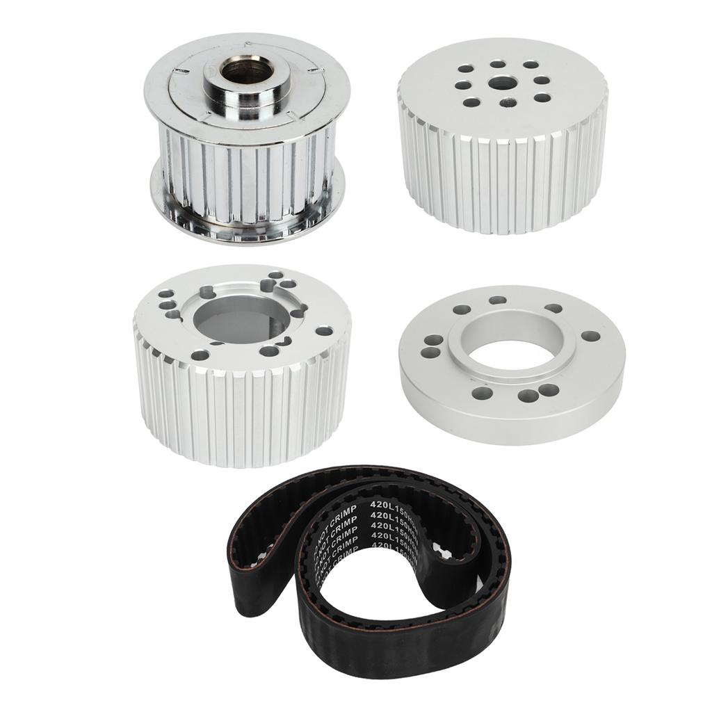 Belt Pulley Kit with 1.5in Width Cogged Belt PC2258 Replacement For Big Block 383 400 413 440 Engine Silver