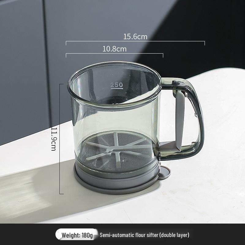 Handheld Semi-Automatic Flour Sieve - Baking Tool & Mesh Filter