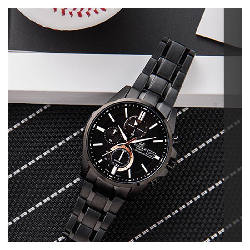 Casio EDIFICE Series Fashion Business IP Black Particle Coating Artificial Sapphire Mirror Solar Sports Waterproof Quartz Movement EFB-560SBC-1AVUPR