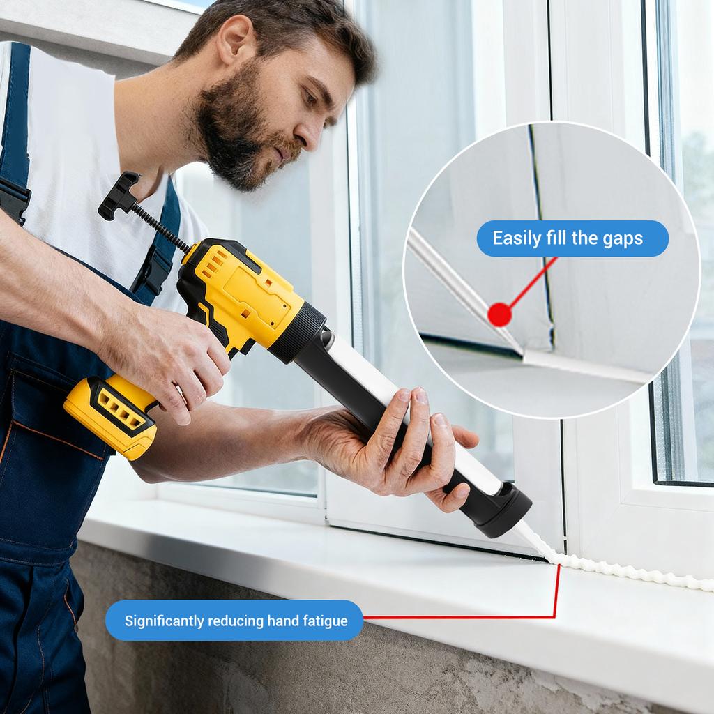 Cordless Caulking Gun Electric 6 Speed Rechargeable Digital Display with LED Light Practical Tool for Filling Sealing Repair