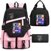 Katseye 3-in-1 School Backpack Set USB Charging Lunch Bag Pencil Case for Teenagers Students Lightweight Casual Bookbag with Large Capacity