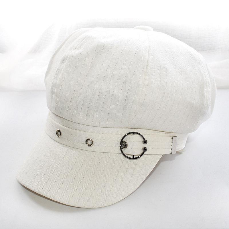 Høst Vinter Kvinner Baseball Cap Nye Dame Caps Vintage Octagonal Cap Beret Svart Hvit Casual Caps Med Metallspenne Hot