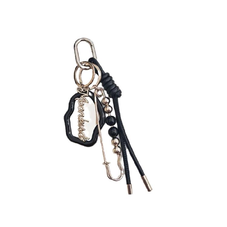 

Contemporary Braided Rope Keychain with Mirror Pendant Bag Charm Trendy Keyring Decoration for Stylish Accessories чёрный
