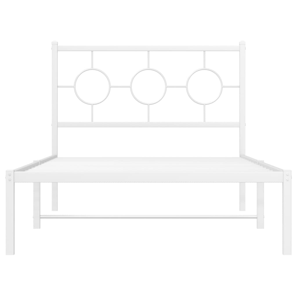 Metal Bed Frame with Headboard White 100x200 cm