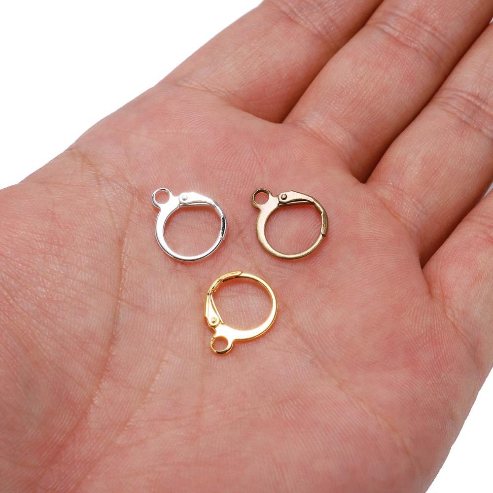 20pcs/lot 14*12mm Gold Bronze French Lever Earring Hooks Wire Settings Base Hoops Earrings For DIY Jewelry Making Supplie