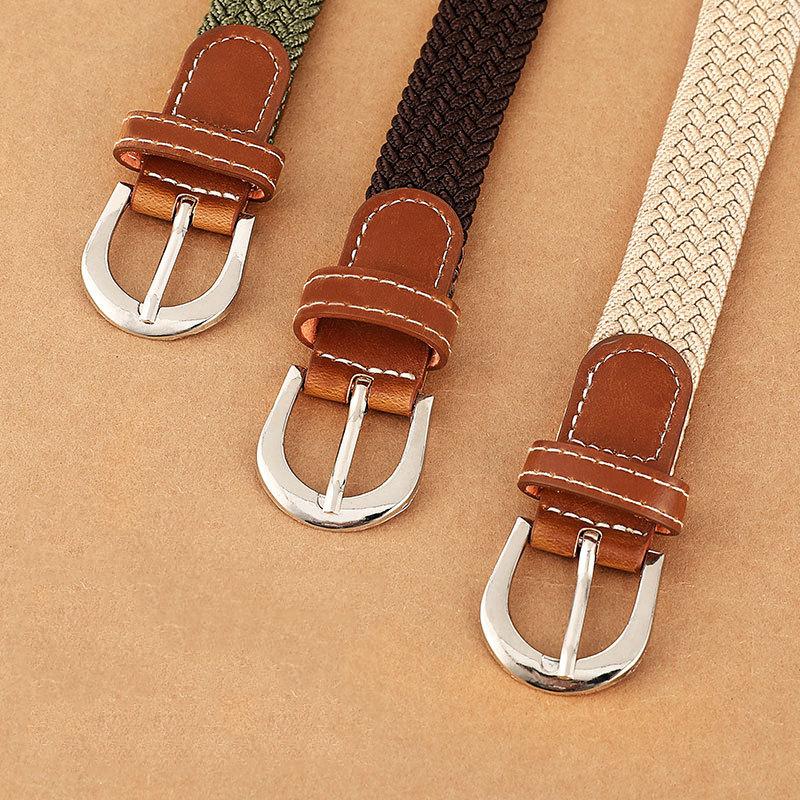 No Holes No Punching Woven Belts Elastic Stretch Canvas Belts Women's All-Match Student Pants Belts