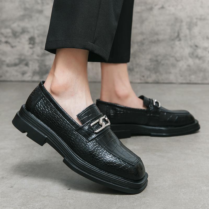 Men's Penny Loafer White Dress Shoes Wedding Thick Sole Height Increase Casual Brown Leather Prom Party Disco Shoes Plus Size