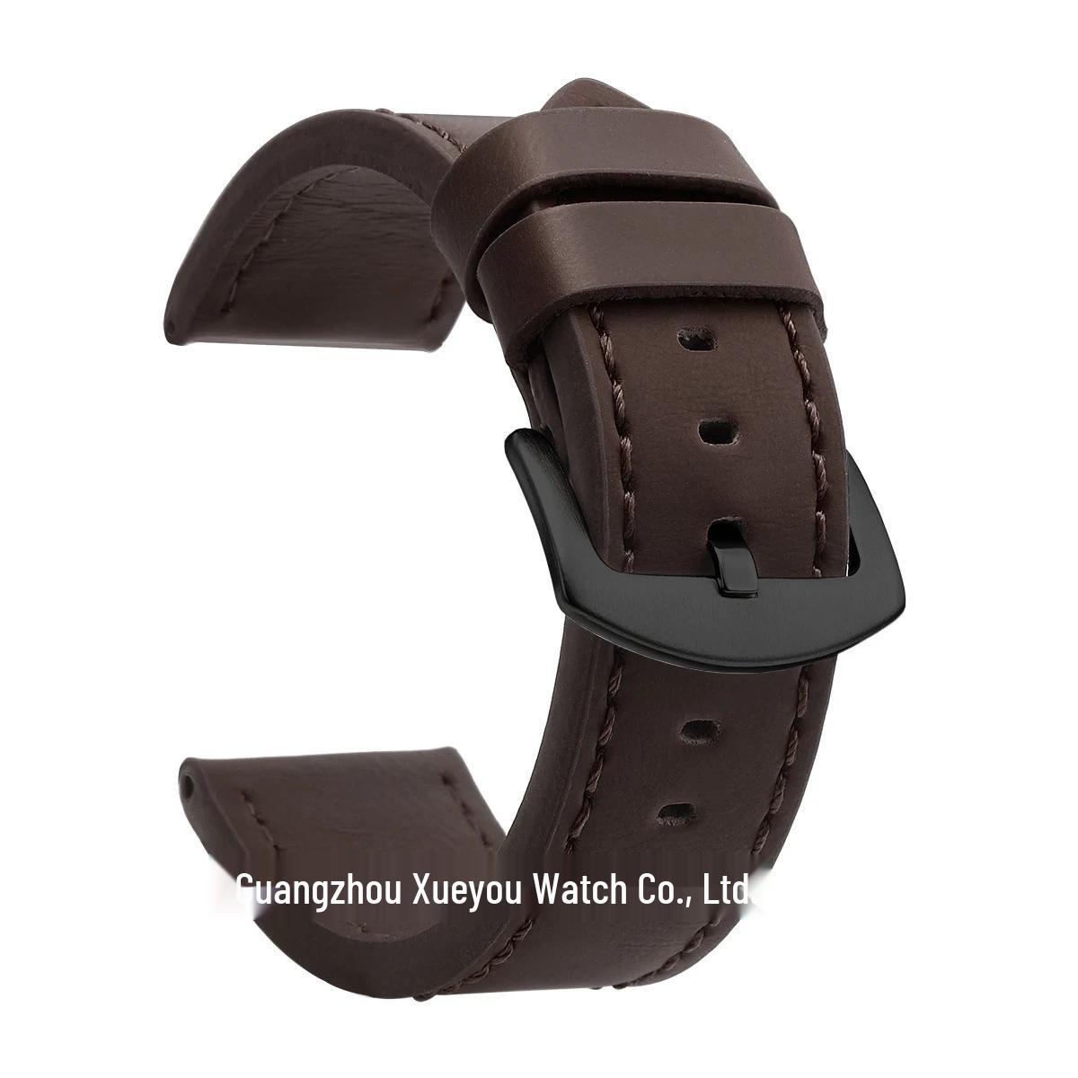 

Stylish Leather Watch Strap, Universal Fit for Men & Women, Sizes 18-24mm, Choice of Silver or Black Buckle 22mm