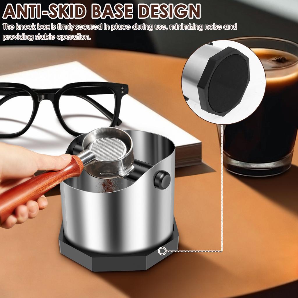 1Pc Coffee Knock Box 750 ML Stainless Steel Espresso Knock Boxes Non Slip Coffee Grounds Knocks Box for Cafe Kitchen Accessories